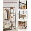 VASAGLE Kleiderständer, Garderobenständer, 45 x 120 x 160 cm Garderobe, Kleiderstange, Schuhablage, offener Kleiderschrank, 6 Haken abnehmbar, Schlafzimmer Flur, türkisbraun-Mattschwarz RGR116K01