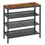 VASAGLE Schuhregal, Schuhablage, 4 Ebenen, große Oberfläche, verstellbare Gitterablagen, platzsparend für Eingangsbereich Flur, Metall, Industrie-Stil, vintagebraun-tintenschwarz LBS040B01