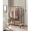 SONGMICS Kleiderständer, Kleiderstange, Garderobenständer mit 2 Kleiderstangen und Ablage, Rollen, bis 110 kg belastbar, Industrie-Design, für Schlafzimmer, Ankleidezimmer, weiß HSR060W01