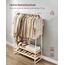 VASAGLE Kleiderständer, Garderobenständer, Garderobe, 2 Ablagen, 6 Haken in S-Form, Stahlgestell, 45 x 100 x 160 cm, für Schlafzimmer, Flur, Eingangsbereich, eichenfarben-cremeweiß RGR112W09