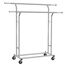 SONGMICS Schwerlast Kleiderständer aus Metall, bis 110 kg belastbar, Garderobenständer auf Rädern, Länge 129-169 cm, Verchromt HSR12S