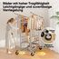 HOKEEPER Schwerlast Kleiderständer auf Rollen, Doppelter Kleiderstange, bis 283 kg belastbar, Industrie-Design, Garderobenständer mit Ablage& Wäschekorb,ausziehbare Länge und Höhe,Chorm