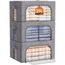 Lifewit 25L Aufbewahrungsbox mit Deckel, Kleidung Aufbewahrung, Faltbare Kleideraufbewahrung mit Metallrahmen, Stoffbox mit Griffen & Fenster, Aufbewahrung Kleiderschrank, 3er Set, Hellgrau