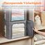 Lifewit 40L Aufbewahrungsbox mit Deckel, Kleidung Aufbewahrung, Faltbare Kleideraufbewahrung mit Metallrahmen, Stoffbox mit Griffen & Fenster, Aufbewahrung Kleiderschrank, 4er Set, Hellgrau
