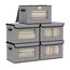 YheenLf 5 StüCk Aufbewahrungsboxen Stoff, Faltbare Aufbewahrungsbox, Boxen mit Deckel Aufbewahrung, Ordnungsboxen, Schrank Organizer mit Fenster, Grau, 33x23x20cm