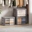 Lifewit 100L Aufbewahrungsbox mit Deckel, Kleidung Aufbewahrung, Faltbare Kleideraufbewahrung mit Metallrahmen, Stoffbox mit Griffen & Fenster, Aufbewahrung Kleiderschrank, 3er Set, Hellgrau