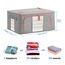FUSACONY 3 Stück Kleideraufbewahrung Box, Kleiderschrank Organizer Faltbar Aufbewahrungsbox mit Metallrahmen und 2 Fenster, Aufbewahrungstasche für Kleidung, Bettdecken, Decken, Bettwäsche, Grau(22L)