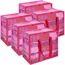 Vieshful 5 Stück Aufbewahrungstasche für Kleidung mit Verstärktem Griff Faltbare Unterbett Aufbewahrungsbox Vinyl Organizer für Bettdecke 40L Rosa Rosa