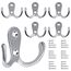 Bolatus 6 Stück Kleiderhaken, Haken Garderobe Doppelt Wandhaken Retro Haken Wand Metall Silber Kleiderhaken Vintage mit 24 Schrauben für Garderobenhaken Badezimmer Küche