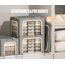Furnhome 3er Pack Modern Hellgrau 40L Leinen Kleidung Aufbewahrungsbehälter mit Metallrahmen Faltbar Stapelbar Klares Fenster 42.0 x 32.0 x 30.0 cm