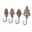 4tlg. Haken 4er Set Wandhaken antikbraun grau Kleiderhaken Haken Wandgarderobe Garderobenhaken Garderobe Metall Shabby Chic Landhaus Vintage Nostalgie Antik Ornamente Barock