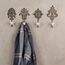 4tlg. Haken 4er Set Wandhaken antikbraun grau Kleiderhaken Haken Wandgarderobe Garderobenhaken Garderobe Metall Shabby Chic Landhaus Vintage Nostalgie Antik Ornamente Barock