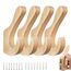 WJUAN 4er Set Kleiderhaken Holz – Garderobenhaken Holz aus Massivholz Eiche, Doppelhaken Wandhaken Holz mit Schrauben & Dübeln, Tragkraft 10kg – Für Flur, Bad, Schlafzimmer (Natur)