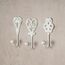 3tlg. Haken 3er Set Wandhaken weiß grau Kleiderhaken Haken Wandgarderobe Garderobenhaken Garderobe Eisen Shabby Chic Landhaus Vintage Nostalgie Antik Ornamente Barock