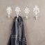 4tlg. Haken 4er Set Wandhaken weiß grau Kleiderhaken Haken Wandgarderobe Garderobenhaken Garderobe Eisen Shabby Chic Landhaus Vintage Nostalgie Antik Ornamente Barock