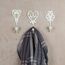 3tlg. Haken 3er Set Wandhaken weiß grau Kleiderhaken Haken Wandgarderobe Garderobenhaken Garderobe Eisen Shabby Chic Landhaus Vintage Nostalgie Antik Ornamente Barock