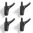 GUWINA 4 Stück Doppelt Wandhaken, Garderobenhaken Wandmontage Kleiderhaken Zinklegierung Handtuchhaken Ideal für Badezimmer Küche Schlafzimmer Mehrzweckhaken Mantelhaken mit Schrauben (Mattschwarz)