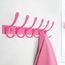 SKOLOO Kleiderhaken wand - 6 Haken, Garderobenleiste Edelstahl(2 Stück), Garderobenhaken Schwere, Metall Hakenleiste, Stabile Hakenleiste zum Aufhängen von Mantel, Jacke, Kleidung, Hut(Rosa)