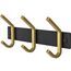 Kleine Garderobenleiste Wandhalterung - Schwarz und Gold Hakenleiste mit 3 Doppelgarderobenhaken, 22,9 cm Edelstahl-Wandhaken für Eingangsbereich, Badezimmer, Schlafzimmer, Schrank, Handtuch, Hut