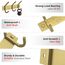 SAYONEYES Gebürstete Gold Kleine Garderobenleiste Wandhalterung - 9 Zoll Edelstahlstange mit 3 Doppelgarderobenhaken für Eingangsbereich, Badezimmer, Schlafzimmer, Küche - Moderne Gold Hakenleiste für