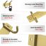 Kleine Garderobenleiste Wandhalterung, gebürstetes Gold, 15,2 cm, Edelstahlschiene mit 2 Doppelgarderobenhaken für Eingang, Badezimmer, Schlafzimmer, Küche, Moderne goldene Hakenleiste für Mäntel