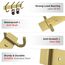SAYONEYES Wandgarderobe Gebürstet Gold - 30,5 cm Edelstahlstange mit 4 Doppelgarderobenhaken für Eingangsbereich, Badezimmer, Schlafzimmer, Küche - Moderne goldene Hakenleiste für Mäntel, Hüte