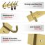SAYONEYES Wandgarderobe Gebürstet Gold - 15 Zoll Edelstahl Stange mit 5 Doppelgarderobenhaken für Eingangsbereich, Badezimmer, Schlafzimmer, Küche - Moderne Gold Hakenleiste für Mäntel, Hüte