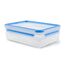 EMSA Clip & Close Frischhaltedose, rechteckig, 2 X 0,6 L, Aufschnittboxsystem mit Deckel, Aufbewahrungsbox, 100 Prozent dicht, spülmaschinen-, gefrier-, mikrowellenfest, Transparent, Blau, 513576