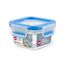 EMSA Clip & Close Frischhaltedose, quadratisch, 0,20 L, Aufbewahrungsbox, 100 Prozent dicht, spülmaschinen-, gefrier-, mikrowellenfest, Transparent, Blau, Made in Germany, 508535