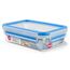 EMSA Clip & Close Frischhaltedose, rechteckig, 0,8 L, mit Deckel, Aufbewahrungsbox, 100 Prozent dicht, spülmaschinen-, gefrier-, mikrowellenfest, Transparent, Blau, Made in Germany, 508539