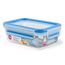 EMSA Clip & Close Frischhaltedose, rechteckig, 0,55 L, Aufbewahrungsbox, 100 Prozent dicht, spülmaschinen-, gefrier-, mikrowellenfest, Transparent, Blau, Made in Germany, 508538
