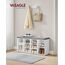 VASAGLE Schuhbank, Schuhregal mit Sitzfläche, Sitzbank mit Stauraum, gut gepolstert, Flurbank mit 10 Fächern, verstellbaren Ablagen, für Schlafzimmer, 30 x 104 x 48 cm, weiß-grau LHS10WT