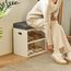 YMYNY Schuh Aufbewahrungsbank mit Sitzkissen, 2-Tier Schuh Rack mit gepolstertem Sitz, justierbarer Schuh Organizer Schrank für Eingang, Wohnzimmer, Flur, Schrank, 42H*39L*28Wcm, Weiß, HBD028W