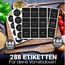 Vorratsetiketten - Küchen XXL Set Schwarz - selbstklebend (288 Stück) - Aufkleber rund minimalistisch - wasserfest