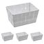 WENKO Aufbewahrungskorb Adria Mini Weiß - Badkorb, rechteckig, Kunststoff-Geflecht, Polypropylen, 19 x 9 x 14 cm, Weiß Mini Long (Packung mit 4)