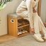 YMYNY Schuh Aufbewahrungsbank mit Sitzkissen, 2-Tier Schuh Rack mit gepolstertem Sitz, justierbarer Schuh Organizer Schrank für Eingang, Wohnzimmer, Flur, Schrank, 42H*39L*28Wcm, Natürlich, HBD028N