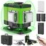 Huepar 3 x 360° Fußboden Kreuzlinienlaser Grün 20M, Selbstnivellierendes Linienlaser Umschaltbar Vertikal/Horizontal, Fernbedienung Verwenden, IP54 (mit 2 Lithiumbatterien)