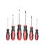 ROTATION 6-teiliges Schraubendreher-Set mit magnetischer Spitze, 3 Kreuzschlitz- und 3 flache, rote Spitze, rot, glänzend, S2-Stahl