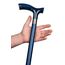 Dr. Watson Classic Fritz Gehstock – Handgefertigter Spazierstock aus Eschenholz mit polierter Edelstahlmanschette (Blau)