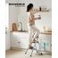 SONGMICS Trittleiter, Leiter mit 2 Stufen, Klapptritt, Klappsicherung, einfach zu verstauen, bis 150 kg belastbar, Taubengrau GSL012G01