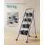 SONGMICS Trittleiter, Leiter mit 4 Stufen, Klapptritt, Klappsicherung, einfach zu verstauen, bis 150 kg belastbar, Taubengrau GSL004G01
