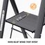 KINGRACK Stufenleiter, 5 Stufen, klappbare Stufenleiter mit Handlauf, rutschfeste Haushaltsleiter mit Klappsicherung, Aluminium Tritthocker, maximale Belastung 150 kg - Schwarz