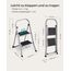 SONGMICS Trittleiter, Leiter mit 2 Stufen, Klapptritt, Klappsicherung, einfach zu verstauen, bis 150 kg belastbar, Taubengrau GSL012G01
