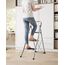 SONGMICS Trittleiter, Leiter mit 3 Stufen, Klapptritt, Klappsicherung, einfach zu verstauen, bis 150 kg belastbar, Taubengrau GSL003GY01
