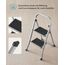 SONGMICS Trittleiter, Leiter mit 2 Stufen, Klapptritt, Klappsicherung, einfach zu verstauen, bis 150 kg belastbar, Taubengrau GSL012G01