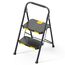 KINGRACK trittleiter 2 Stufen klappbar, klapptritt 2 Stufen faltbar, tritthocker mit rutschfestem, breitem Pedal und Handläufen, leichte klappleiter für Küche, Vorratskammer, Schränke, Büro (Schwarz)