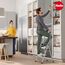 Hailo K100 Topline Alu-Klapptritt-Leiter - 2 extra große Stufen bis 150kg - Komfort-Trittleiter mit hochgeschwungenem Sicherheitsbügel & Ablageschale - Füße mit Soft-Grip-Sohle - rostfrei - Silber