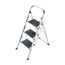 Hailo Alu-Klapptritt StandardLine, 3 große Stahl-Stufen bis 150 kg, kleine Alu Leiter mit Anti-Rutsch-Matten, Trittleiter mit Klappsicherung, Silber, Aktuelles Modell K70