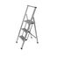 WENKO Leichte Aluminium Trittleiter mit 3 Stufen für 75 cm höheren Stand, rutschsichere XXL-Stufen, Design Klapptrittleiter, 44 x 127 x 5,5 cm, Silber matt