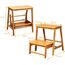 GIANTEX Tritthocker 2 Stufen, Leiterstuhl Massivholz klappbar, Trittleiter Trittstuhl 45x33x48 cm, Hocker Leiter Holz Holzleiter Tritt, Klapptreppe Haushaltstritt klein, Klappstufen Bambus (Walnuss)